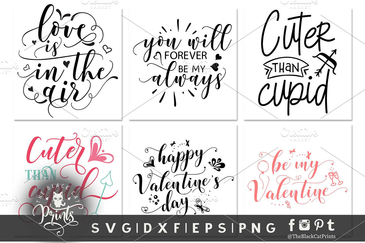 Valentines bundle SVG DXF EPS PNG, an Illustration by TheBlackCatPrints