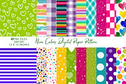 Neon Colors Digital Paper Pattern, a Pattern Graphic by CreationArt (Thumbnail 1 of 4)