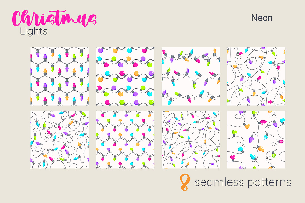 Christmas Lights Borders & Patterns, a Seasonal Illustration by moja doodle (Photo 6 of 10)