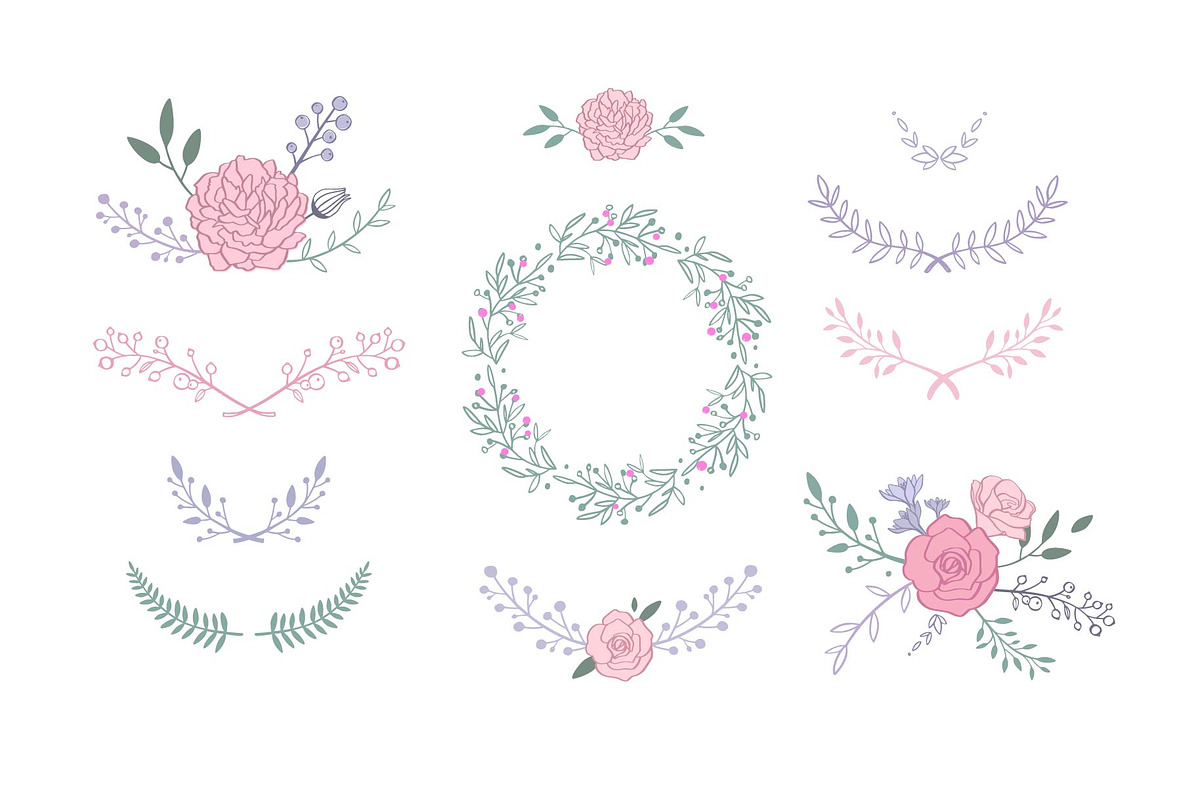 Boho floral line art hand drawn set, a Decorative Illustration by Wild Muse (Photo 4 of 7)