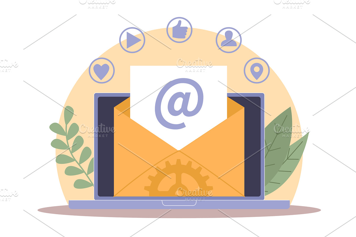 Email receiving and sending, a Technology Illustration by YummyBuum