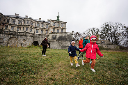 Mother with four kids visit Pidhirtsi Castle, Lviv region, Ukrai, a Person Photo by AS photostudio