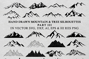 Hand Drawn Mountains And Trees 3