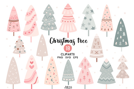 Christmas tree clipart, a Seasonal Illustration by JulzaArt