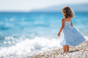 Little girl in a blue striped dress, a Person Photo by MistyDay