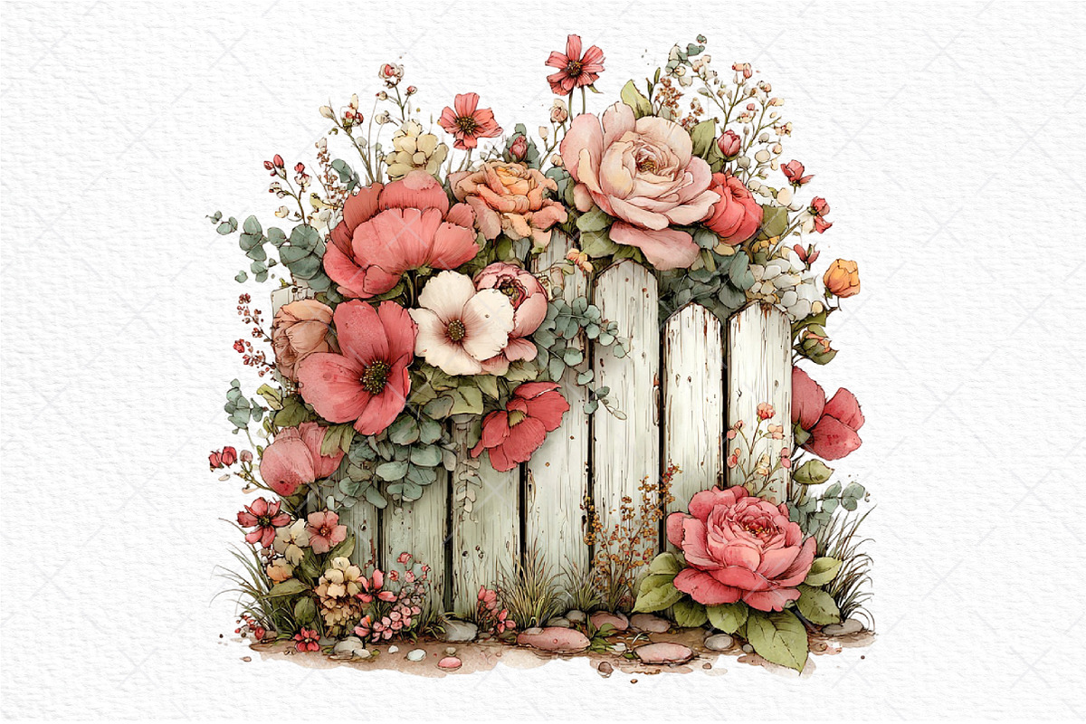 Spring Fence & Flower Clipart Png, an Illustration by Craft Nest (Photo 10 of 11)