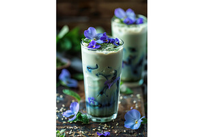 Refreshing blue butterfly pea matcha, a Food & Drink Photo by Lermont51