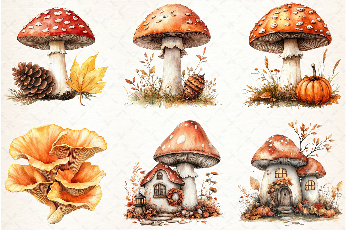 Autumn Mushroom Clipart, an Illustration by Libby Wishes (Photo 2 of 7)
