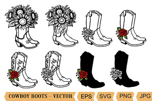 Cowboy Boots Svg, Boots Flowers Svg