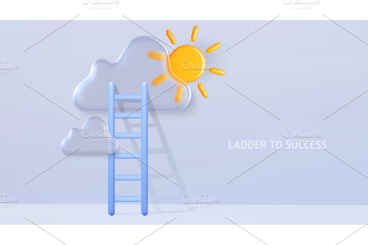 Blue ladder reaching through cloud, a Finance Illustration by art PVP - market