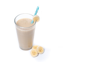 Fresh and healthy banana smoothie in glass, a Food & Drink Photo by etorres69