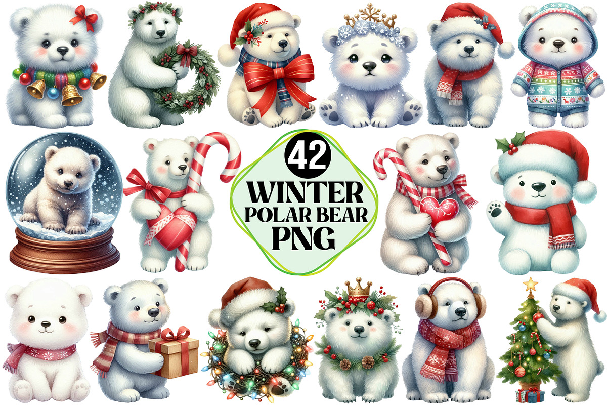 Winter Polar Bear Clipart, an Illustration by Pixels.Craft (Photo 1 of 7)