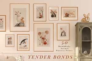 Tender Bonds–Mom&Baby Animal Prints, a Graphic by Alona Roshka