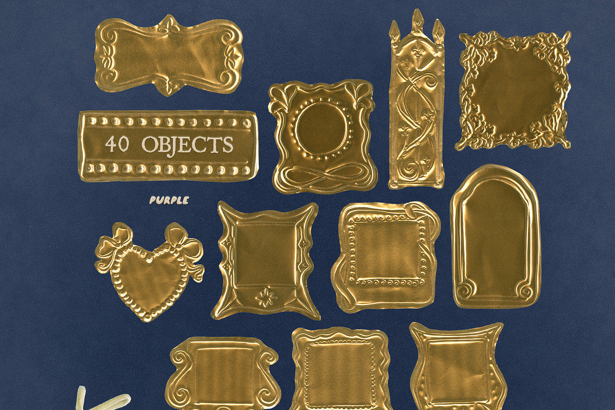 Gold Foil Objects & Frames, an Object Graphic by Purple (Photo 8 of 9)