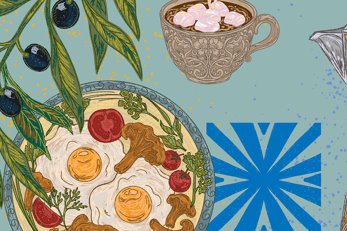Mediterranean Breakfast Coffee Seaml, a Pattern Graphic by NayaChu (Photo 7 of 10)