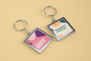 Silver & Card Keychain Mockup Set