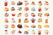 Afternoon Tea Watercolor Clipart, a Food Illustration by Anna Design Studio (Thumbnail 5 of 8)