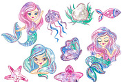 Mermaid Clipart, a Person Illustration by GlamArtZhanna (Thumbnail 2 of 3)