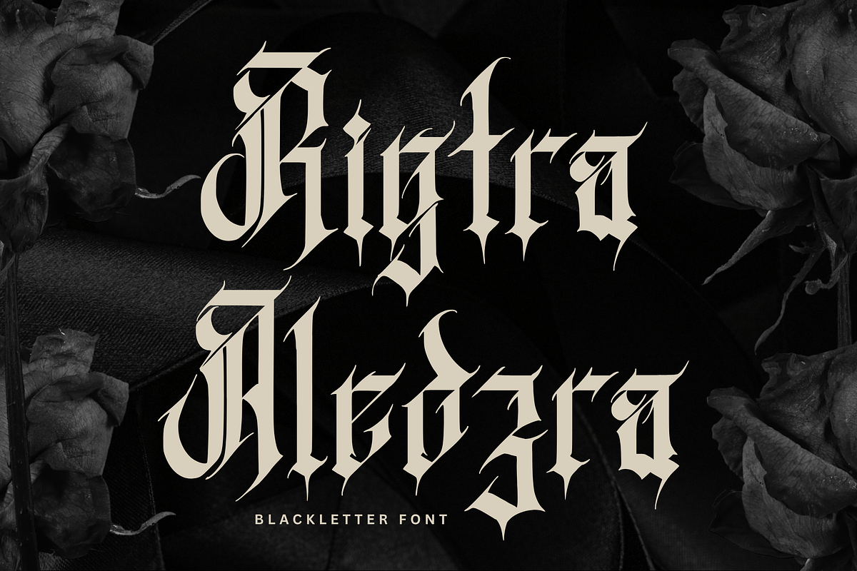 Rigtra Aledzra - Dark Gothic Font, a Blackletter Font by Randi Irvan | Rvandtype (Photo 1 of 13)