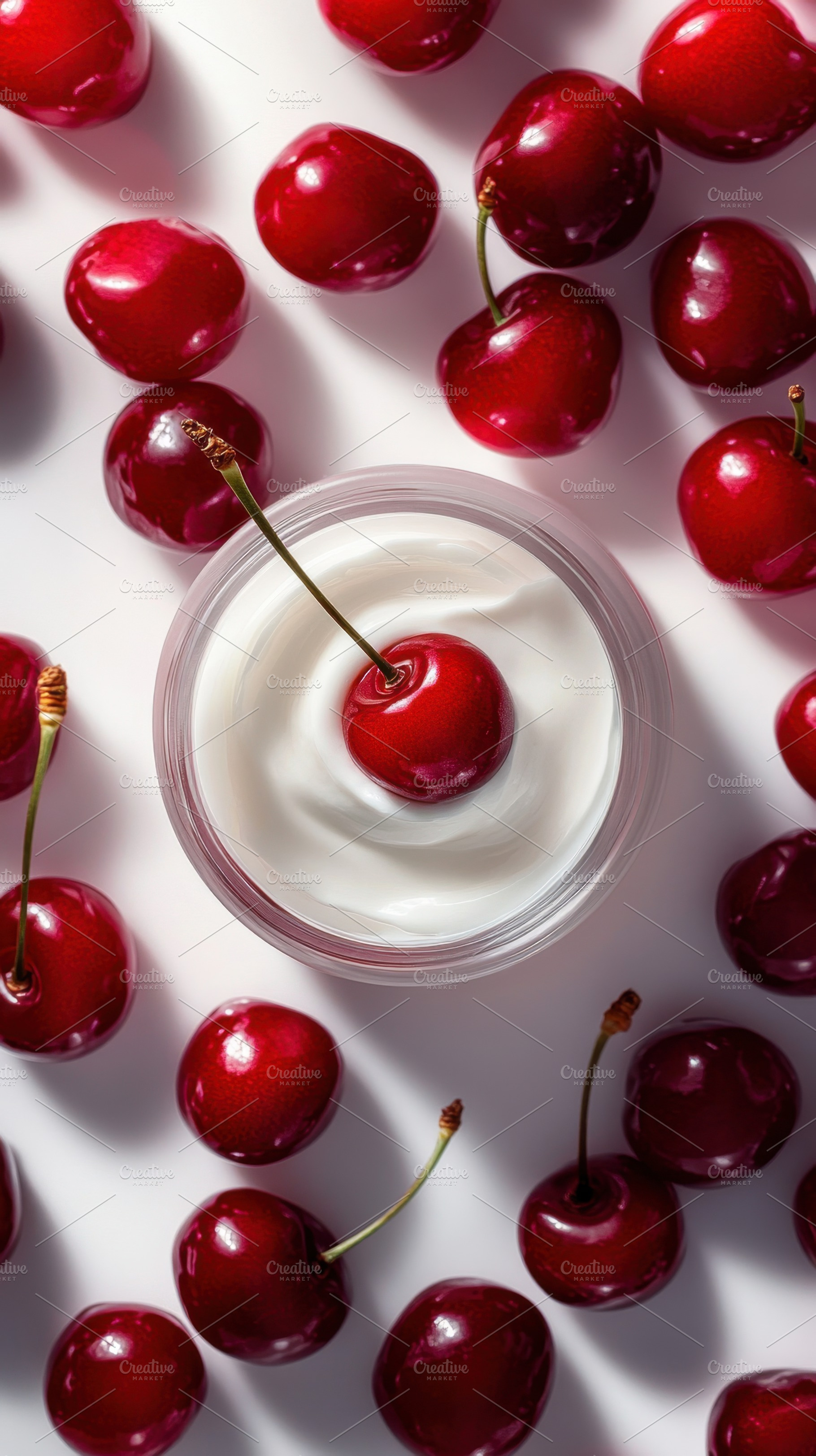 Creamy yogurt with cherries, a Photo by Beautiful things