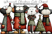 Whimsical Christmas Cats Clipart PNG, an Animal Illustration by Black Bird Studio (Thumbnail 1 of 5)