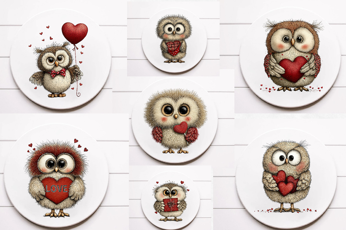 Valentine sweet owl clipart, an Illustration by Designworld (Photo 6 of 6)