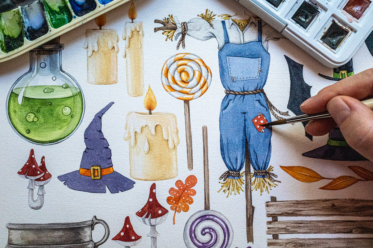 Halloween Watercolor Clipart, a Seasonal Illustration by AnitaPol (Photo 3 of 20)