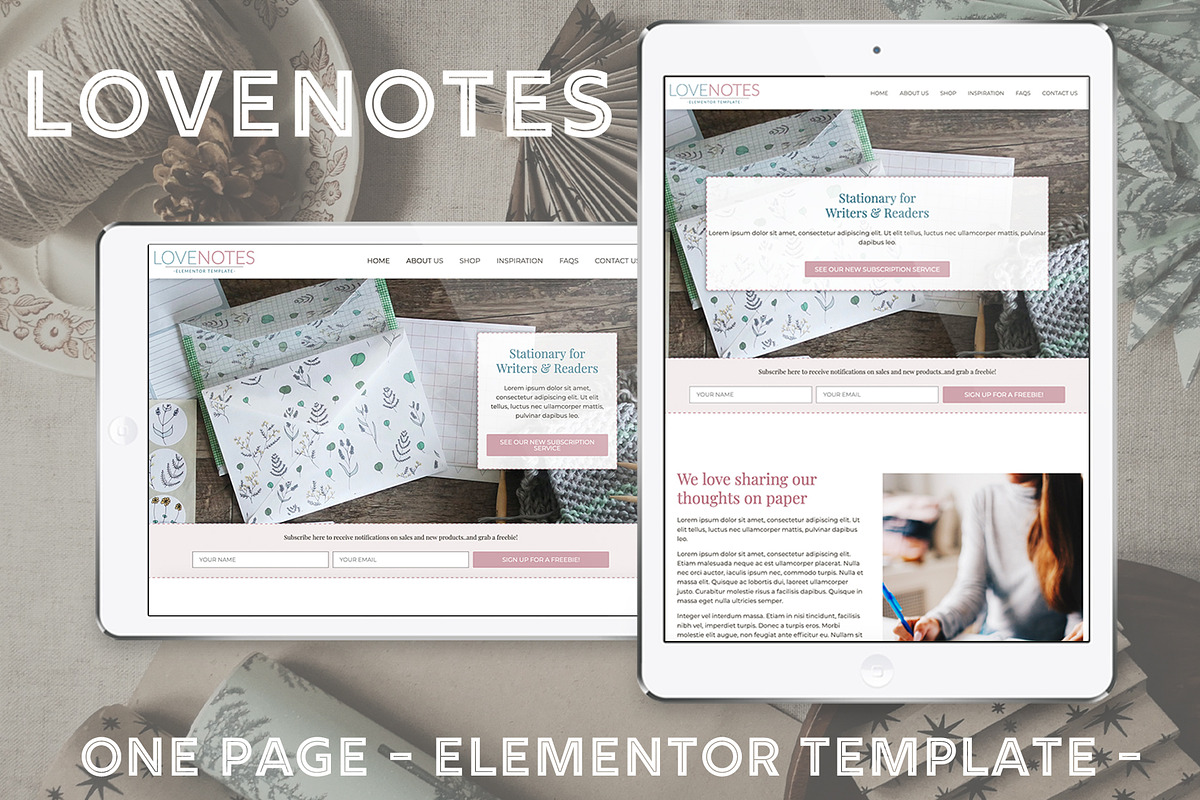 LoveNotes // One-Page Elementor Site, a WordPress Template by by Masselyn (Photo 1 of 2)