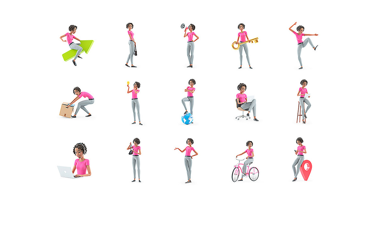 Active Woman – Set of 50 Poses, a Person Illustration by 3DMask (Photo 5 of 6)