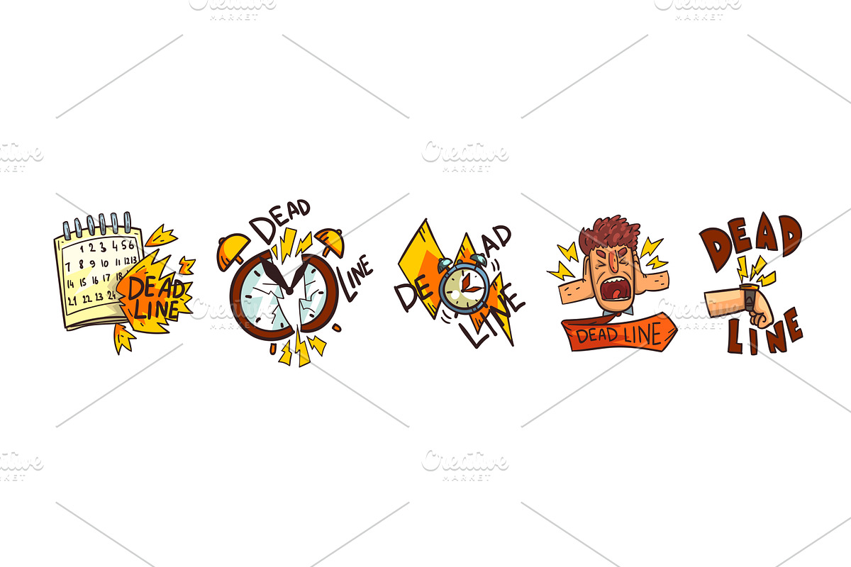 Deadline and Working Time Sticker, an Object Illustration by TopVectors
