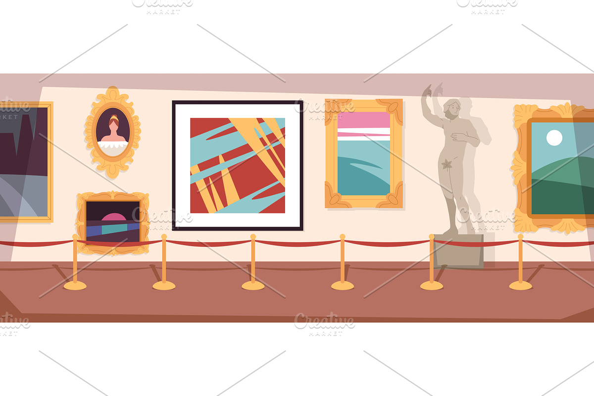 Empty art gallery. Contemporary, an Object Illustration by YummyBuum