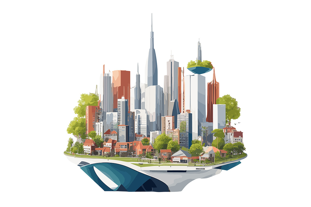 The green modern city skyline, an Illustration by Emdaduljs (Photo 8 of 8)