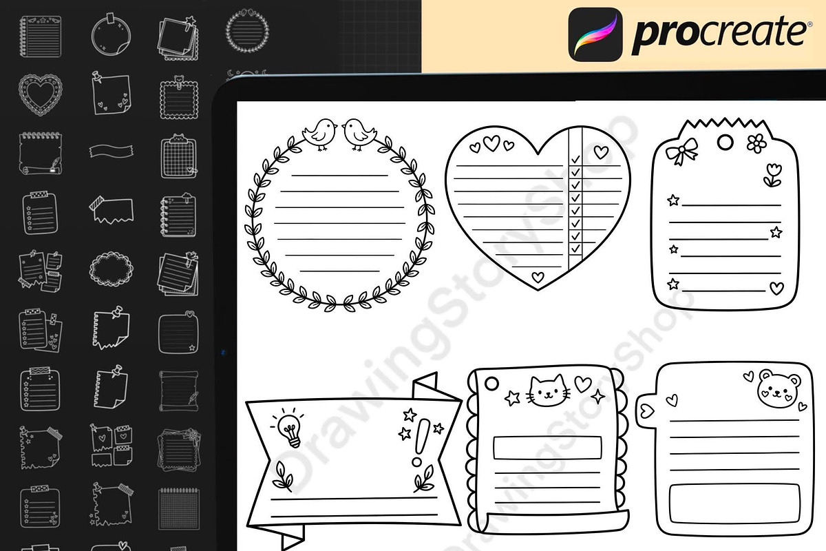 200 Procreate Kawaii Planner Stamps, a Brush Add-On by DrawingStoryShop (Photo 2 of 6)
