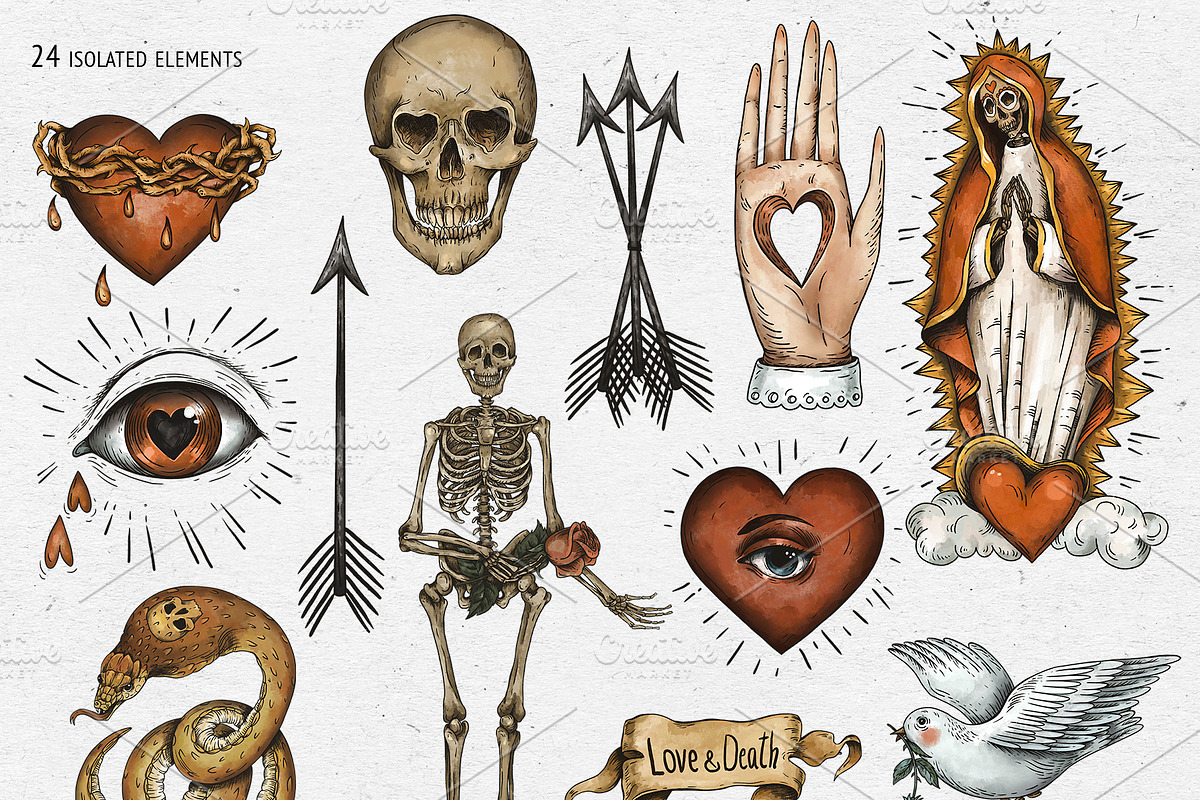 Love and Death Tattoo Symbols, an Illustration by Belusuab (Photo 2 of 10)