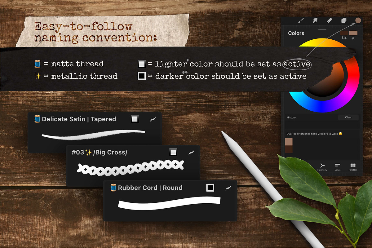 Embroidery Art Brushes For Procreate, a Brush Add-On by bokettori (Photo 4 of 42)
