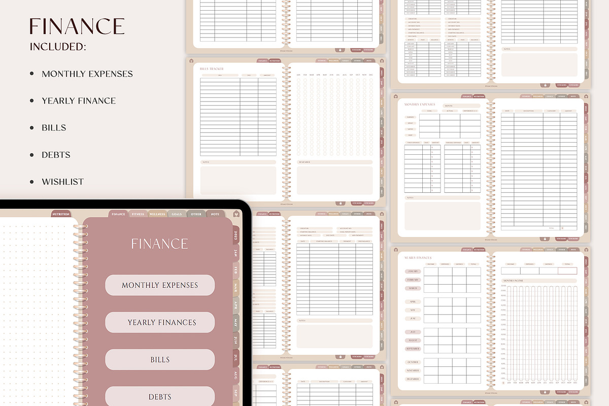 Undated digital planner, a Presentation Template by SofiaDesign16 (Photo 8 of 13)