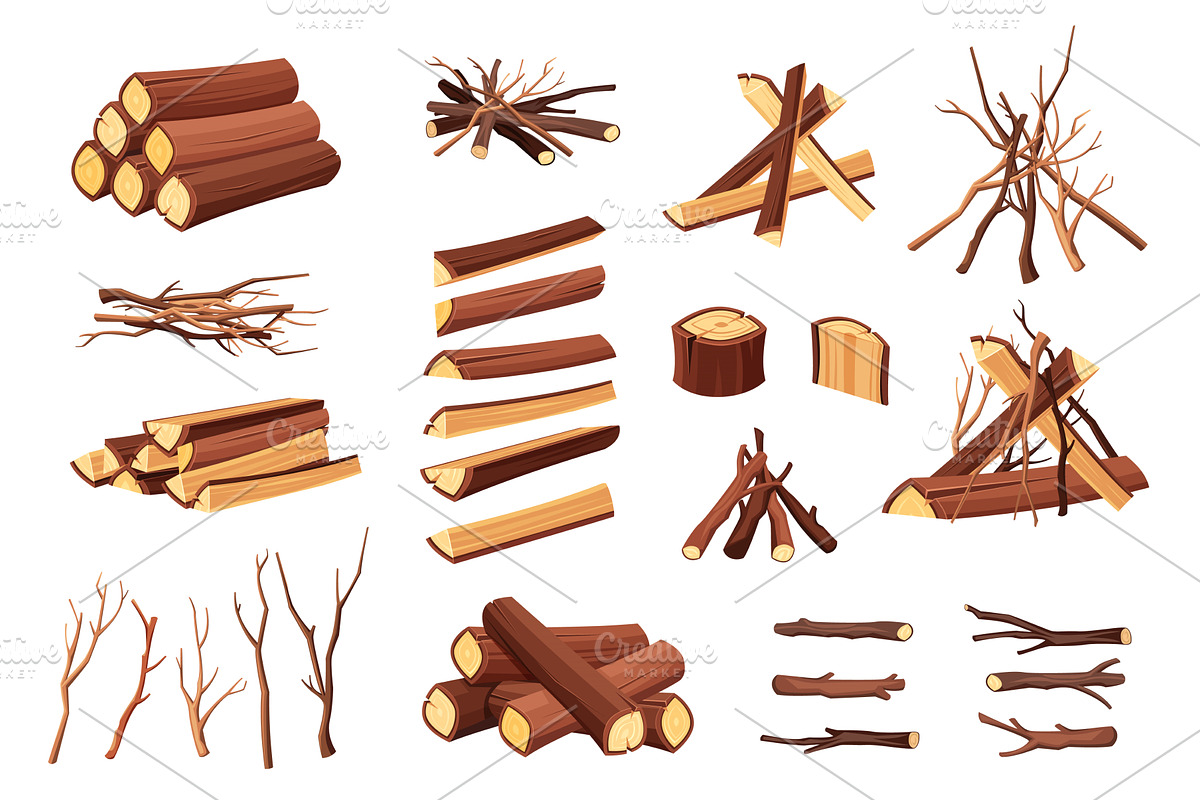 wooden materials set. cartoon wood, an Object Illustration by Multigon