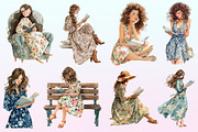 Girl in Floral Dress Read Book, a Graphic by CitraGraphics (Thumbnail 2 of 4)