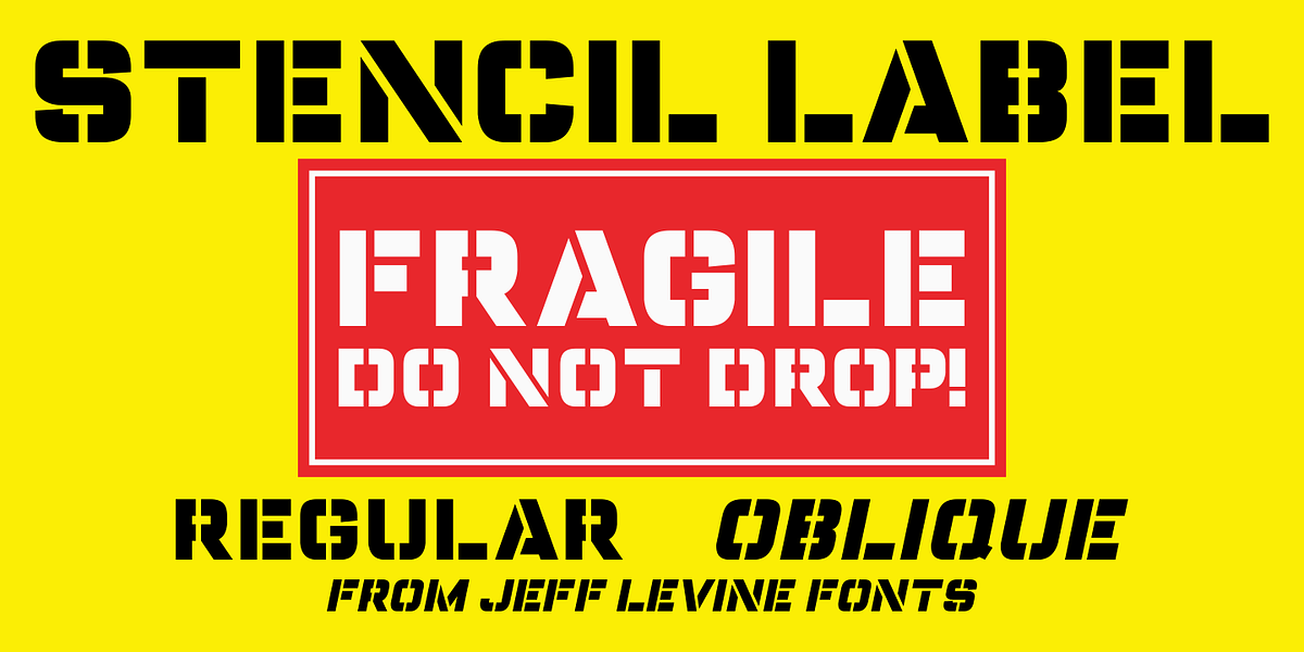 Stencil Label JNL, a Font by Jeff Levine Fonts (Photo 1 of 5)