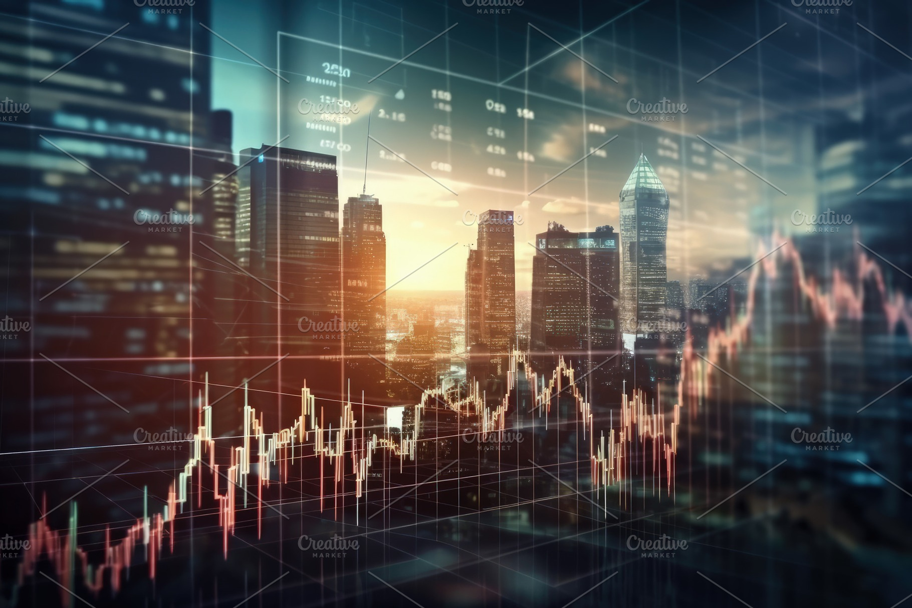 Double exposure of business chart an, a Photo by Iftikhar Alam