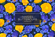 Pattern Pansies and Buttercups, a Pattern Graphic by MarynaPetrovska (Thumbnail 1 of 10)