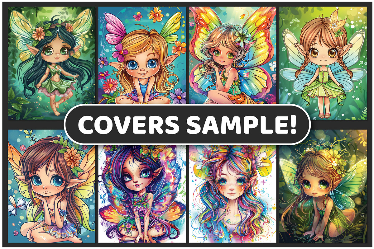 200 Chibi Fairy Girls Coloring Pages, an Illustration by BrightMart
