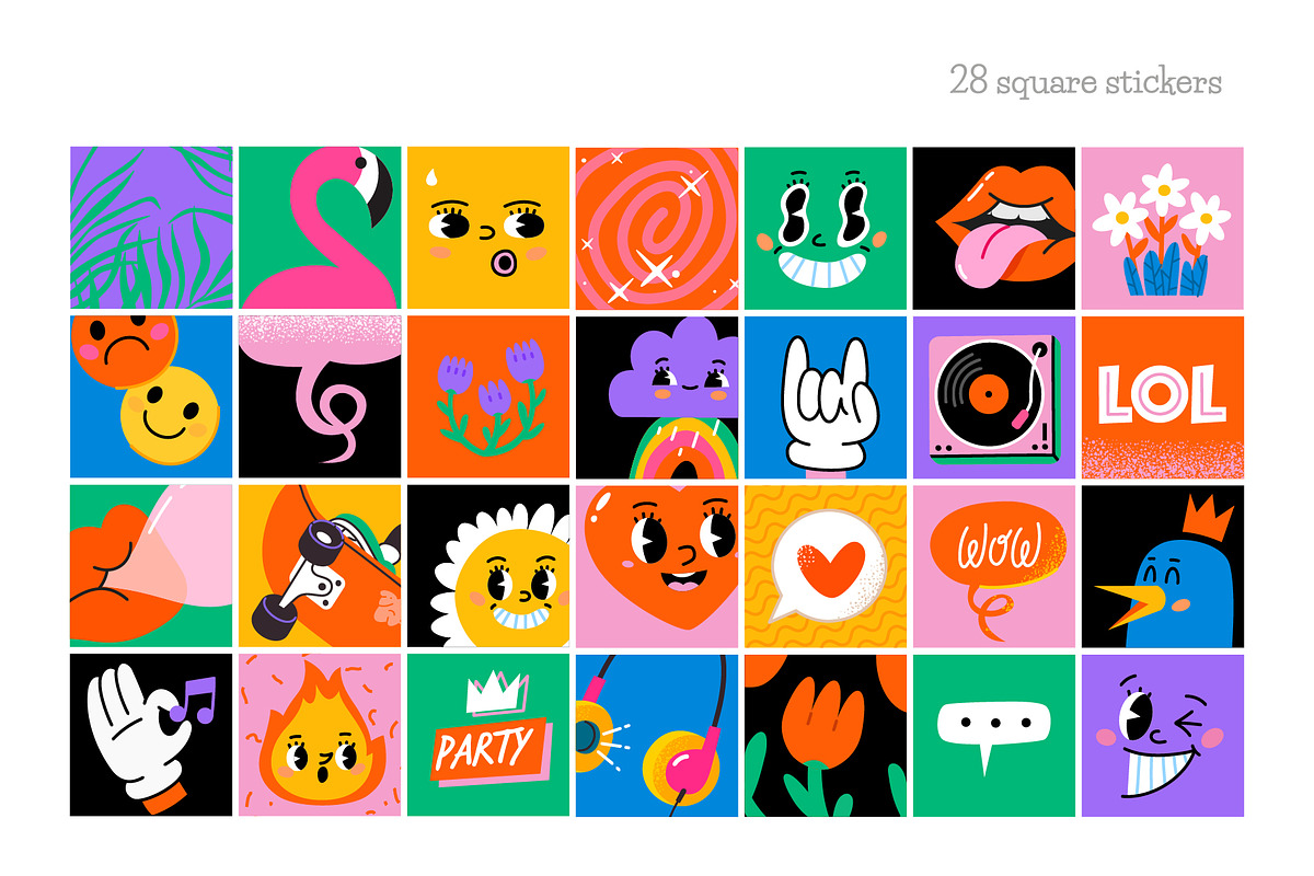 Trendy Cartoon Illustrations Set, an Illustration by Moonery's (Photo 6 of 15)