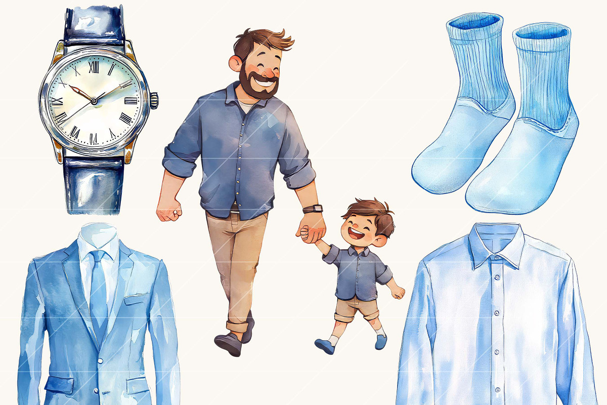 Cute Father's Day Clipart Bundle, a Person Illustration by SparkyDesignsUS (Photo 5 of 9)