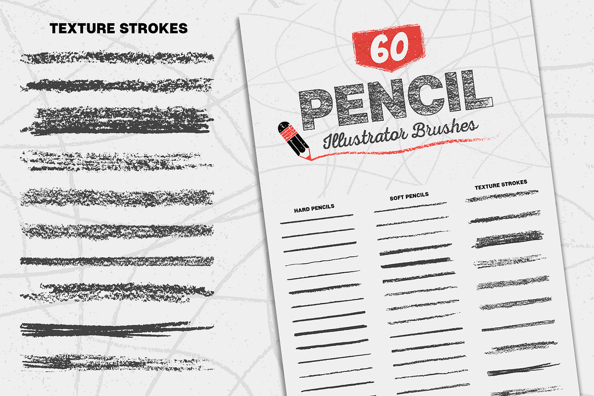 60 Pencil Brushes for Illustrator, a Brush Add-On by Brigantine Designs (Photo 6 of 6)