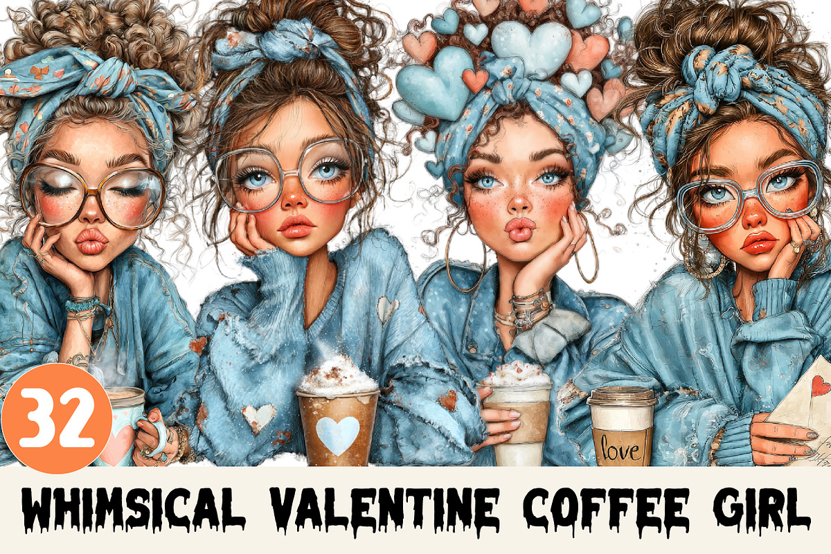 Whimsical Valentine Coffee Girl, a Graphic by CitraGraphics (Photo 1 of 5)