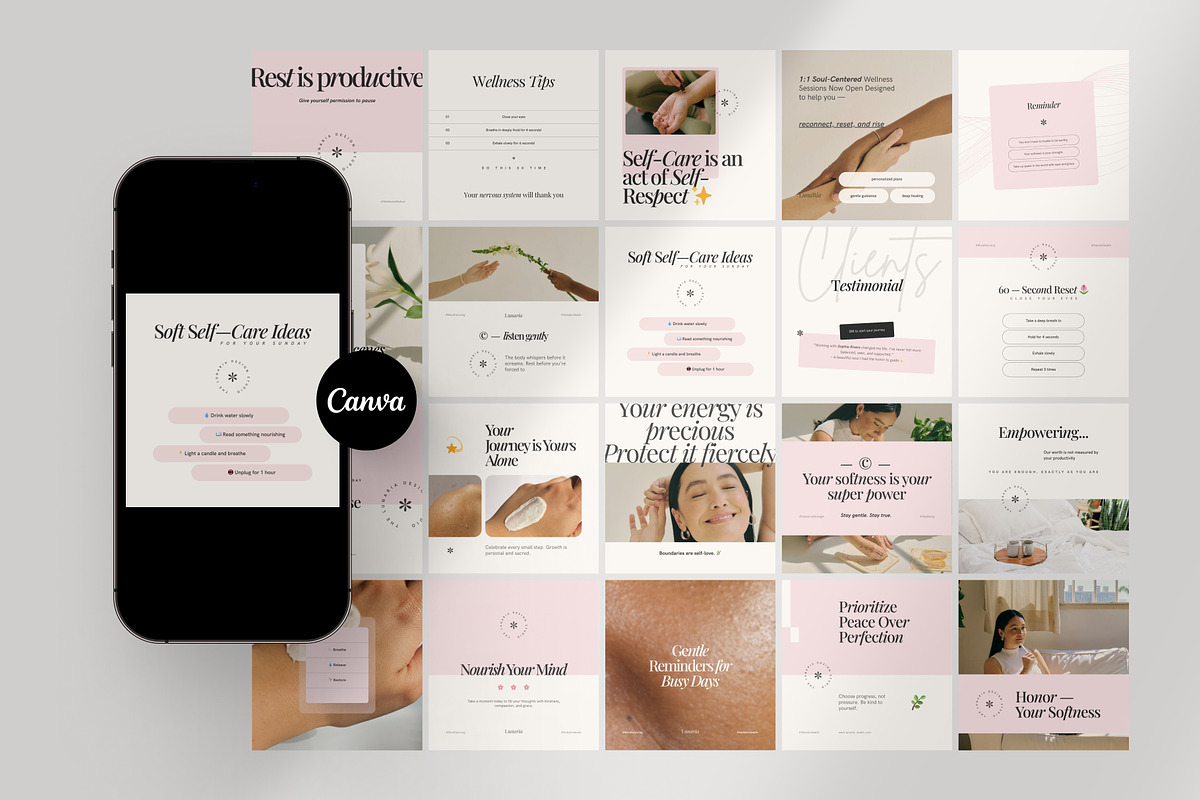 Wellness Instagram Template - Canva, a Social Media Template by Lunaria (Photo 1 of 4)