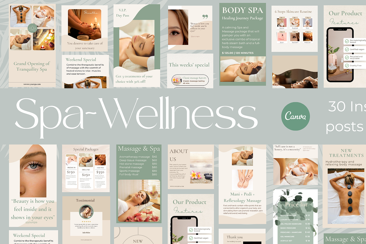 Spa-Wellness Canva Instagram templates