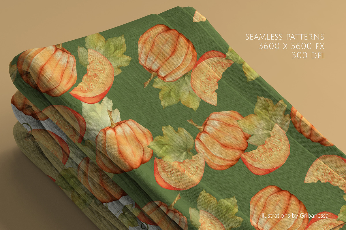 Seamless Pumpkin Pattern Set, a Pattern Graphic by Gribanessa (Photo 3 of 5)