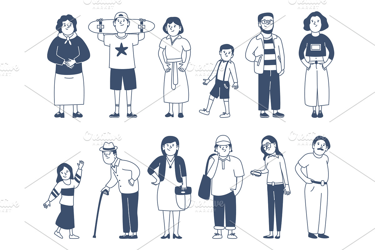Outline casual characters. Different, a Person Illustration by LadadikArt
